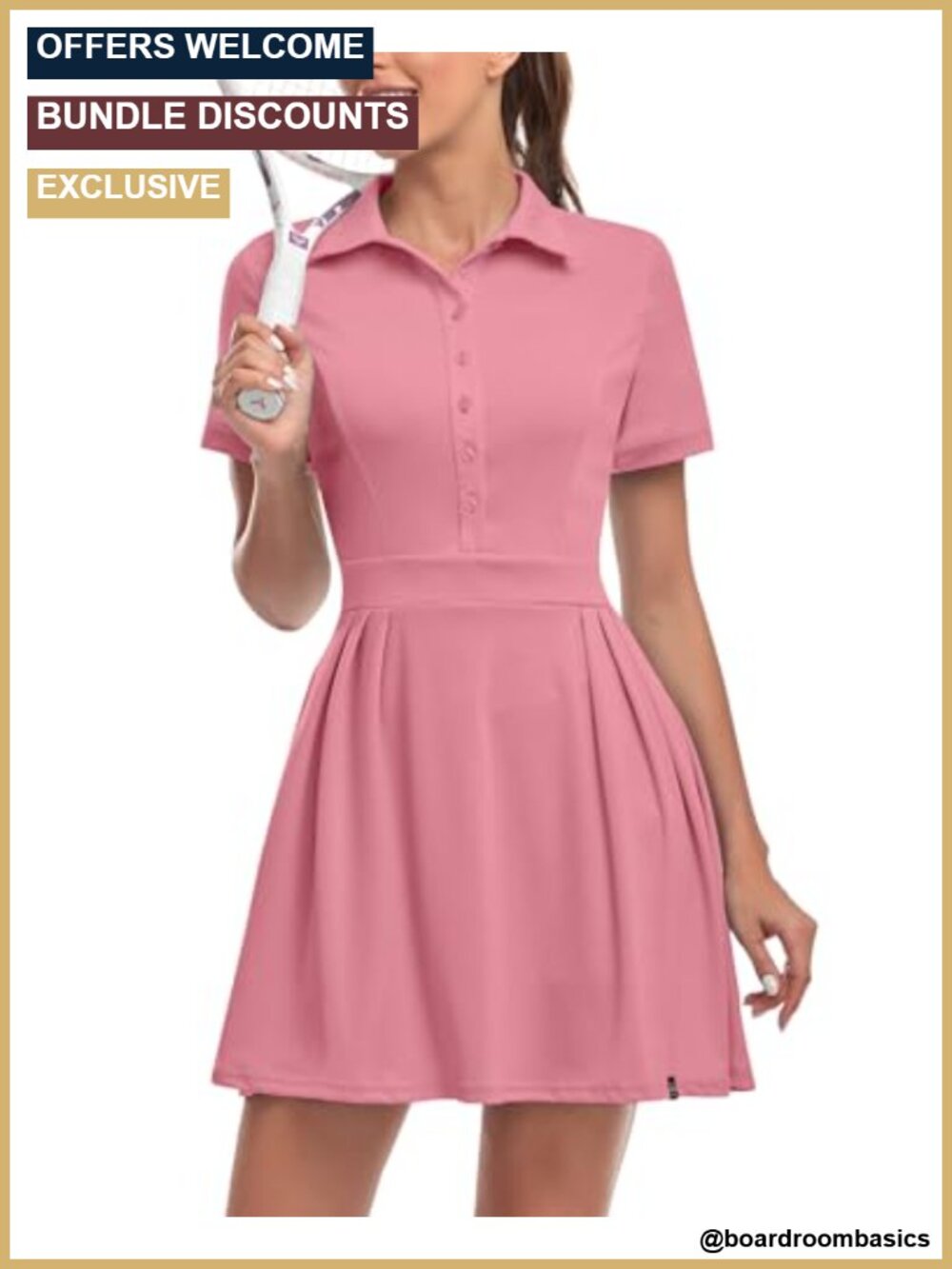 Women's Polo Tennis Golf Dress with Built-in Shorts Pockets Athletic